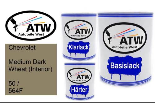 Chevrolet, Medium Dark Wheat (Interior), 50 / 564F: 1L Lackdose + 1L Klarlack + 500ml Härter - Set, von ATW Autoteile West.